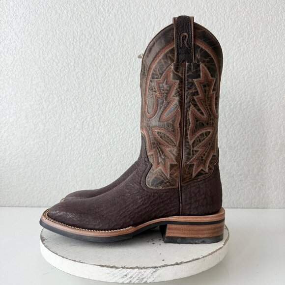 NEW Rod Patrick Mens Cowboy Boots Size 8B Brown Shark Leather Western Square Toe - Picture 4 of 12